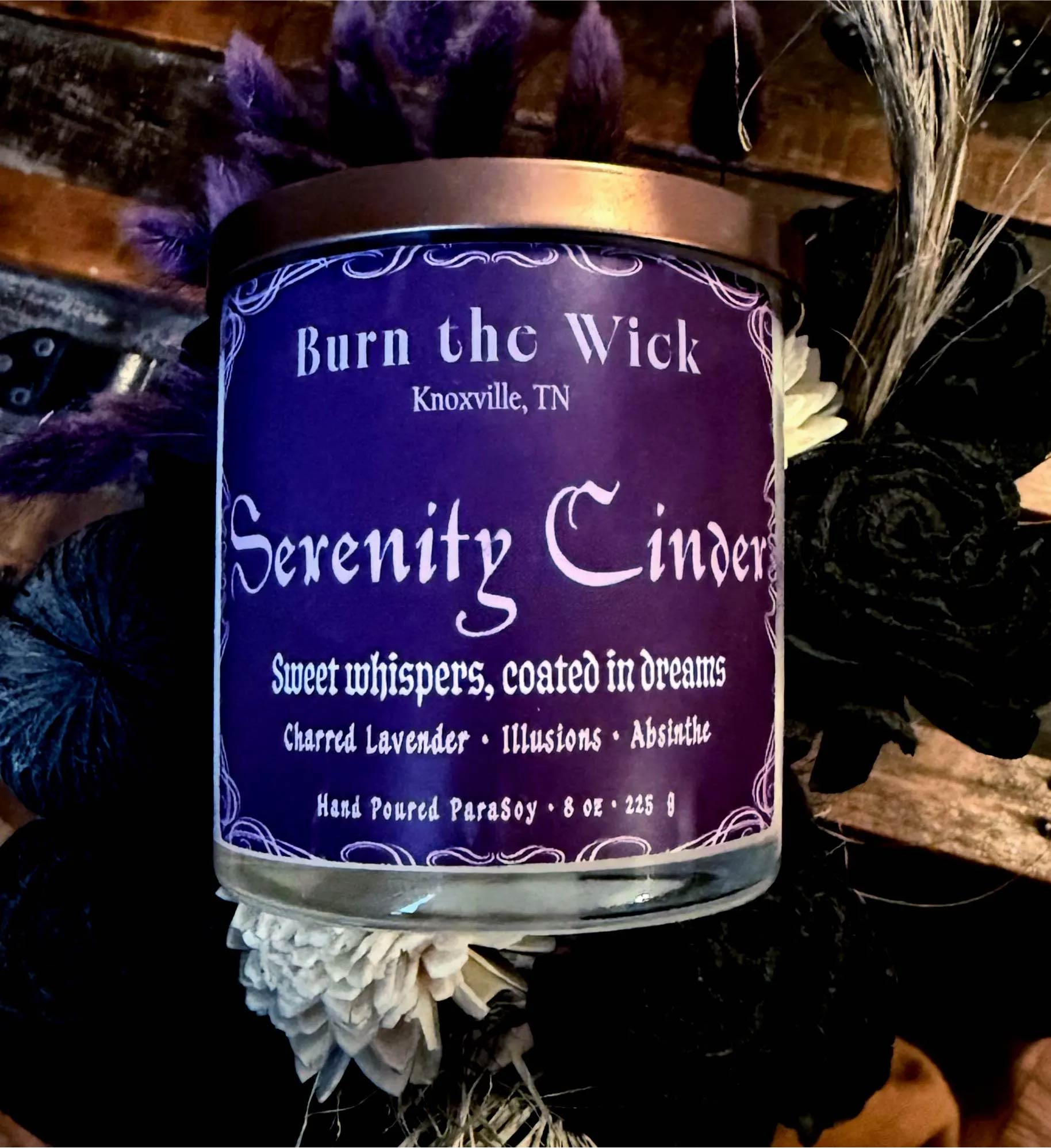 Serenity Cinder, 8oz Wood Wick Candle